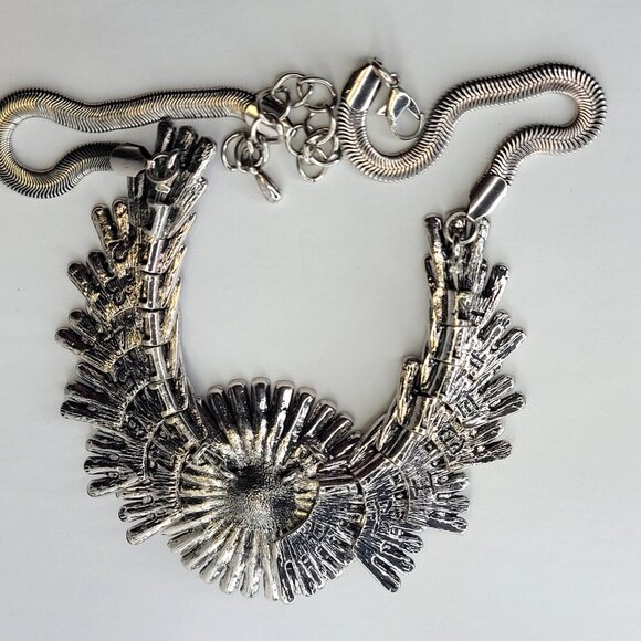 Crystal Feather Statement Necklace Statement Bib Necklace - Picture 6 of 11